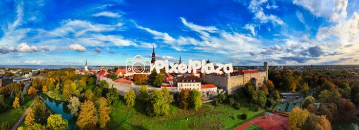 Drone view of Tallinn's old town in autumn - Image 1