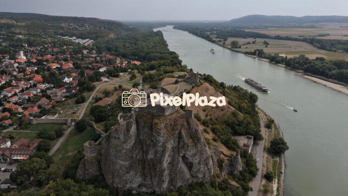 Devin Castle on the Danube River in Slovakia, Drone View