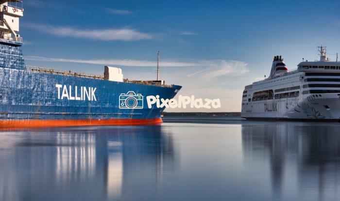 Tallink Cargo and Passenger Ships Docked in Tallinn Harbor