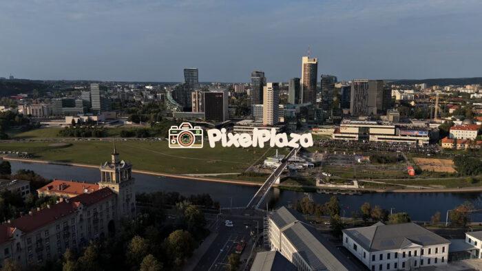 Aerial View of Modern Vilnius City Center at Sunset - 4K Drone Video