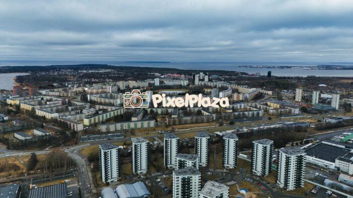 Aerial View of Õismäe District in Tallinn, Estonia on a Cloudy Day
