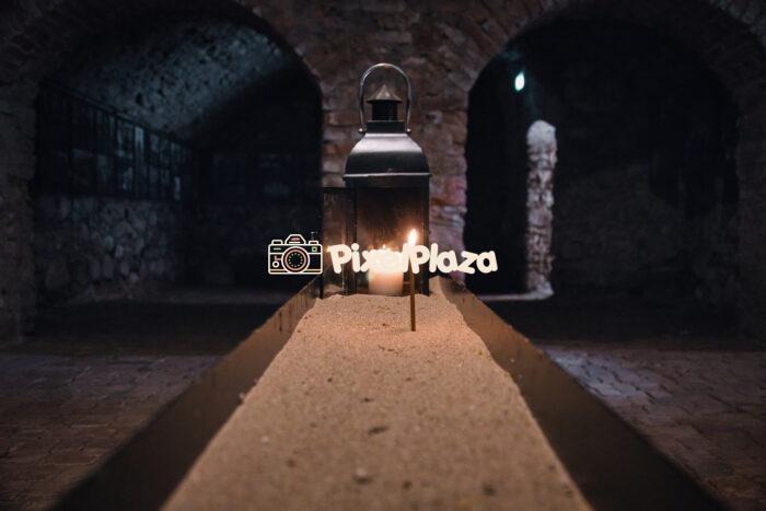 Candlelight in a Historic Stone Crypt