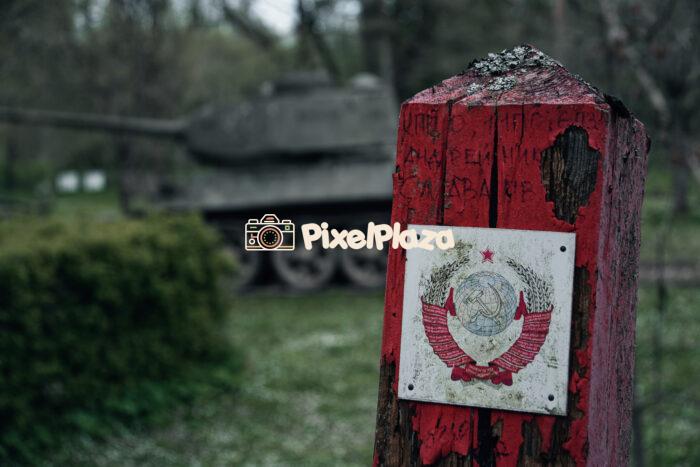 Soviet Border Post with Tank in Background