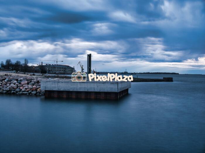 Tallinn Waterfront with Cranes and Cloudy Sky