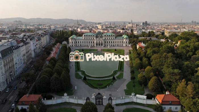 4K Aerial Drone View of Belvedere Palace in Vienna, Austria