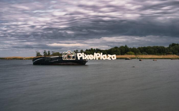 Abandoned Shipwreck in Leppneeme Port, Estonia Under Dramatic Sky