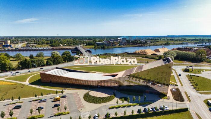 Futuristic Science Centre VIZIUM in Ventspils, Latvia - Drone View Futuristic Science Centre VIZIUM in Ventspils, Latvia - Drone View