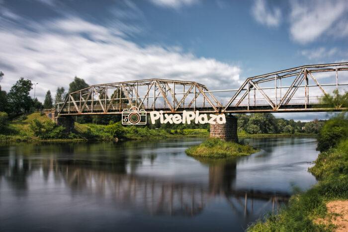 Historic Iron Bridge Over Gauja River in Valmiera, Latvia