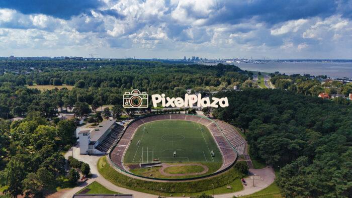 Aerial View of Pirita Velodrome and Tallinn Skyline, Estonia - Summer 2025