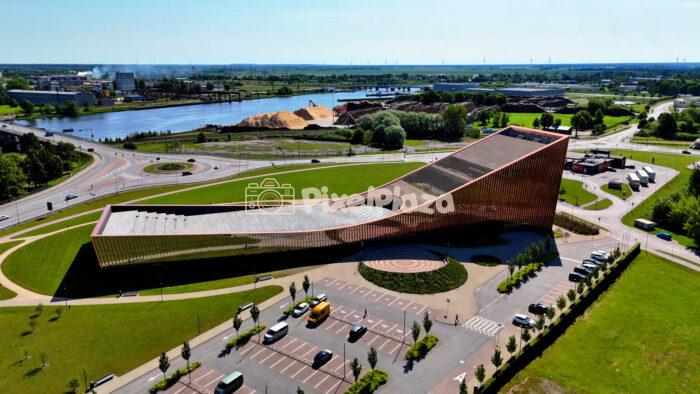 Futuristic VIZIUM Science Centre in Ventspils, Latvia - 4K Drone Video