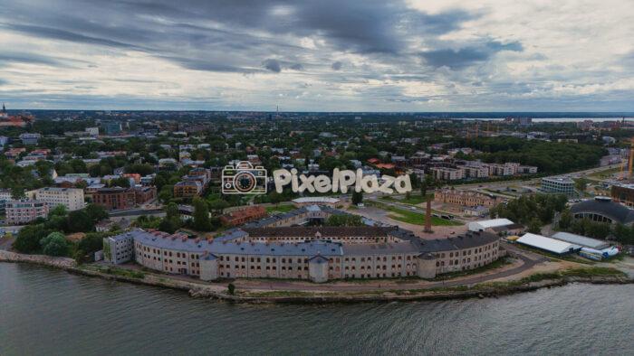Aerial View of Historic Patarei Sea Fortress and Tallinn Cityscape, Estonia