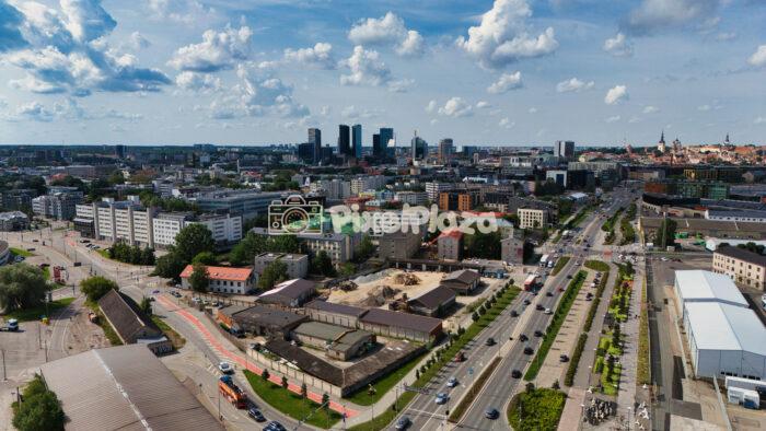 Aerial View of Tallinn City Skyline, Estonia - Modern and Historic Architecture Under Summer Sky