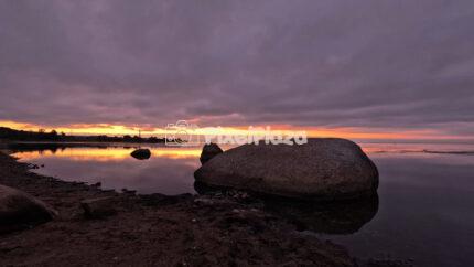 Dramatic Summer Sunset Timelapse Over Baltic Sea Coast