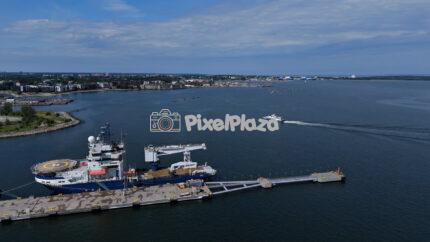 Aerial View of Tallinn Cruise Terminal with Ships Docked in Summer