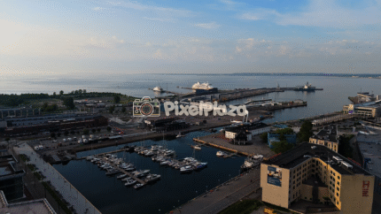 Aerial View of Tallinn Harbor and Marina - Baltic Sea Port Landscape