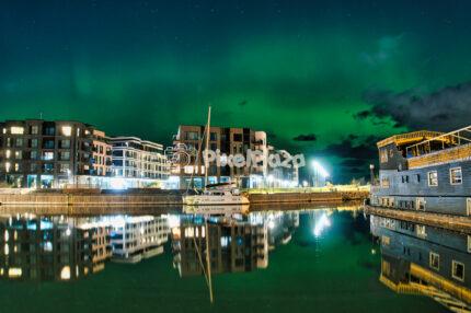 Aurora Borealis Over Modern Tallinn Kalaranna