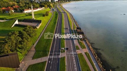 Drone View of Tallinn Seaside Road and Maarjamäe Memorial, Estonia