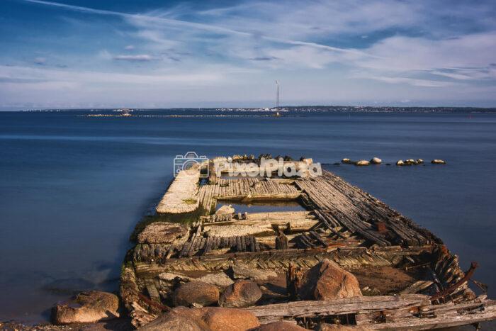 Long Exposure View of Shipwreck Remains in Tallinn Bay Long Exposure View of Shipwreck Remains in Tallinn Bay