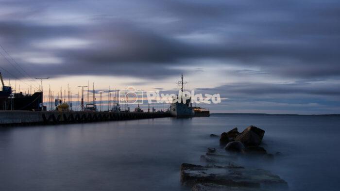 Long Exposure of a Warship Docked in the Tallinn Sea Museum Marina at Dusk Long Exposure of a Warship Docked in the Tallinn Sea Museum Marina at Dusk