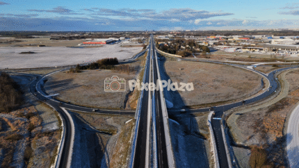 Aerial View of Jüri Roundabout - Estonia 4K Drone Video