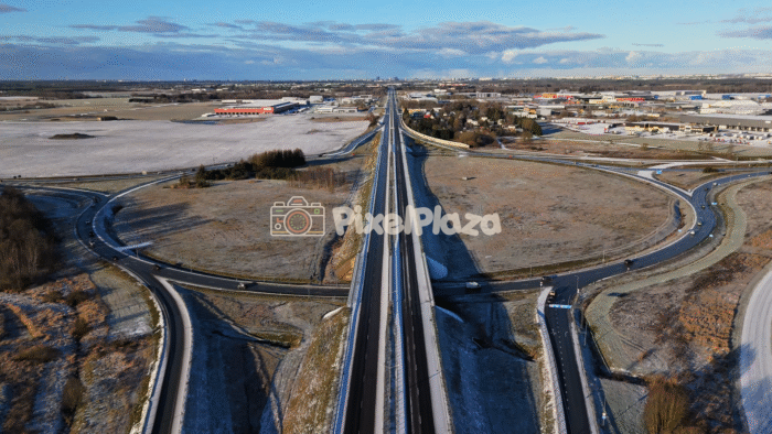 Aerial View of Jüri Roundabout - Estonia 4K Drone Video