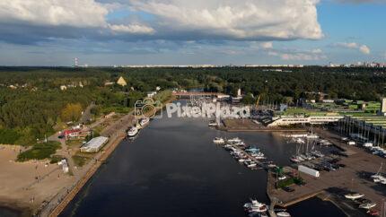 Drone View of Pirita Marina and Beach in Tallinn, Estonia - Summer Coastline Scene