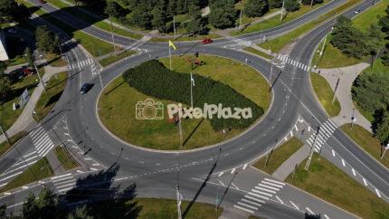 Aerial View of Tallinn Roundabout and Green Urban Landscape
