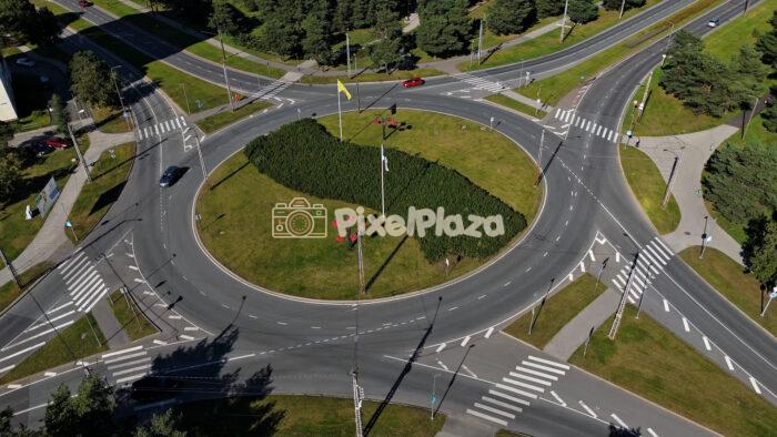 Aerial View of Tallinn Roundabout and Green Urban Landscape