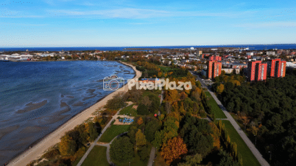 Autumn Aerial View of Stroomi Beach, Tallinn - 4K Drone Video