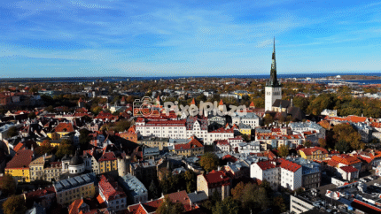 Autumn Aerial View of Tallinn Old Town, Estonia - 4K Drone Video