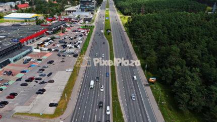 Drone View of Busy Highway and Commercial Area in Tallinn, Estonia