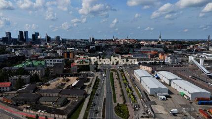 Drone View of Central Tallinn, Estonia - Modern Skyline and Historic Old Town