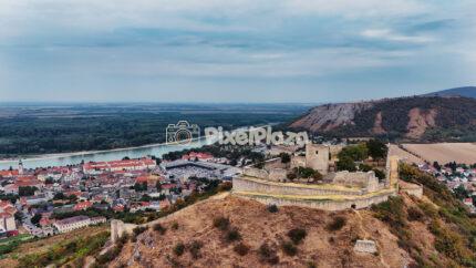 Drone View of Devín Castle Ruins and Danube River Confluence, Slovakia