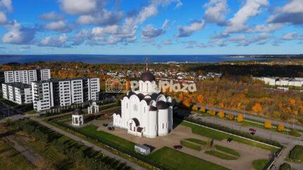 Drone View of Orthodox Church and Coastal District in Tallinn, Estonia