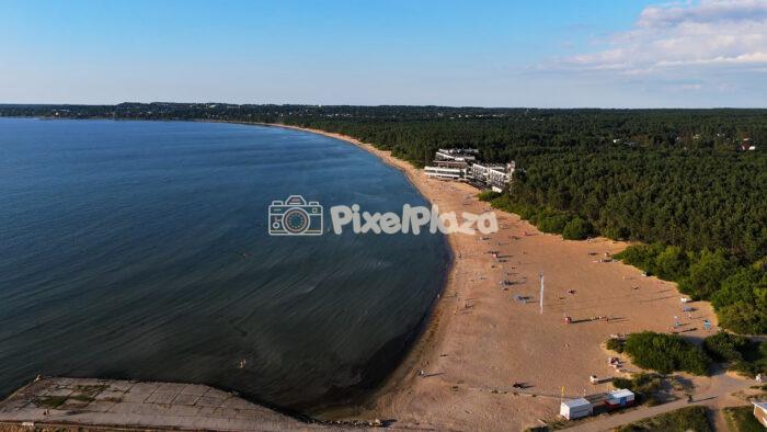 Drone View of Pirita Beach and Baltic Sea Coastline in Tallinn, Estonia