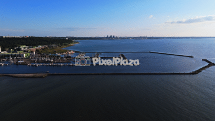 Drone View of Pirita Marina and Tallinn Skyline - Baltic Sea Coast, Estonia