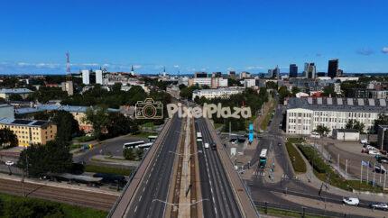 Drone View of Tallinn City Center with Modern Skyline and Highway, Estonia