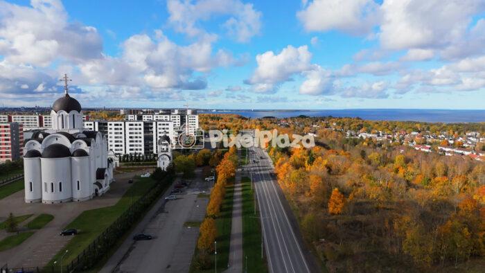 Drone View of Tallinn City and Church - Autumn Urban Landscape, Estonia