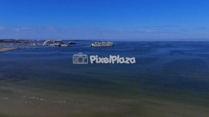 Drone View of Tallinn Harbor with Cruise Ships on the Baltic Sea, Estonia