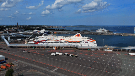 Drone View of Tallinn Port and Cruise Ferries - Baltic Sea Gateway, Estonia