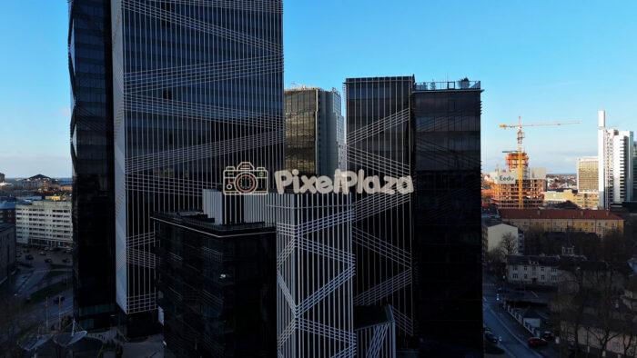 Modern Skyscrapers of Central Tallinn - Futuristic Aerial Cityscape - 4K Drone Video