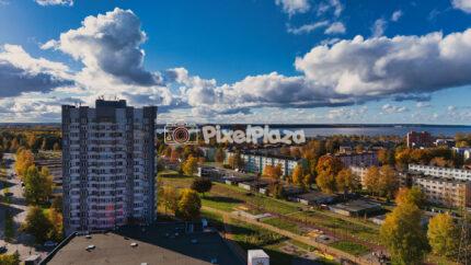 Pelguranna High-Rise and Baltic Sea Drone View