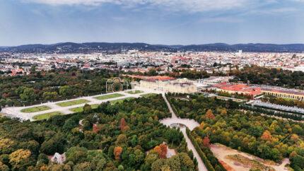 Schönbrunn Palace and Gardens Drone View, Vienna