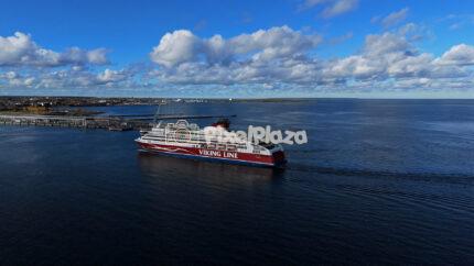 Viking Line Ferry Departing Port of Tallinn, Estonia - Drone View