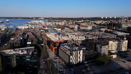 Aerial View of Modern Harbor District in Tallinn, Estonia - 4K Drone Video