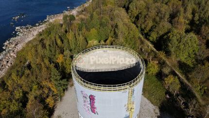 Coastal Water Tower in Paljassaare - Aerial Industrial Landscape - 4K Drone View