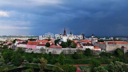 Stormy Skies Over Tallinn Old Town - 4K Drone Video
