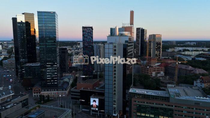Tallinn Modern Business District at Sunset - 4K Drone Video