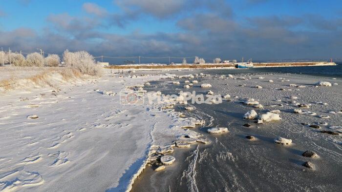 Frozen Baltic Coastline of Paljassaare Tallinn - 4K Drone Video
