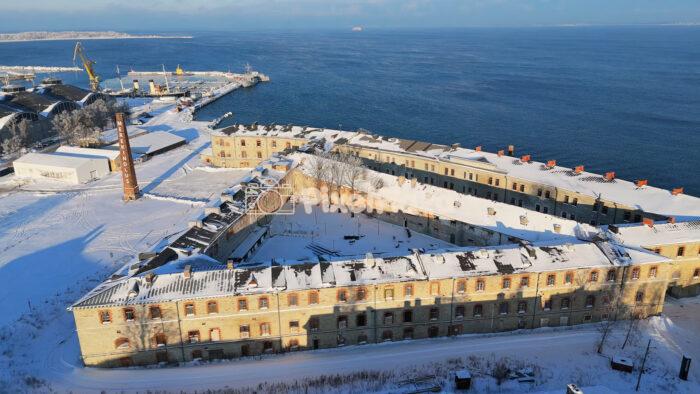 Patarei Sea Fortress Prison in Winter - Tallinn Aerial 4K Drone Video